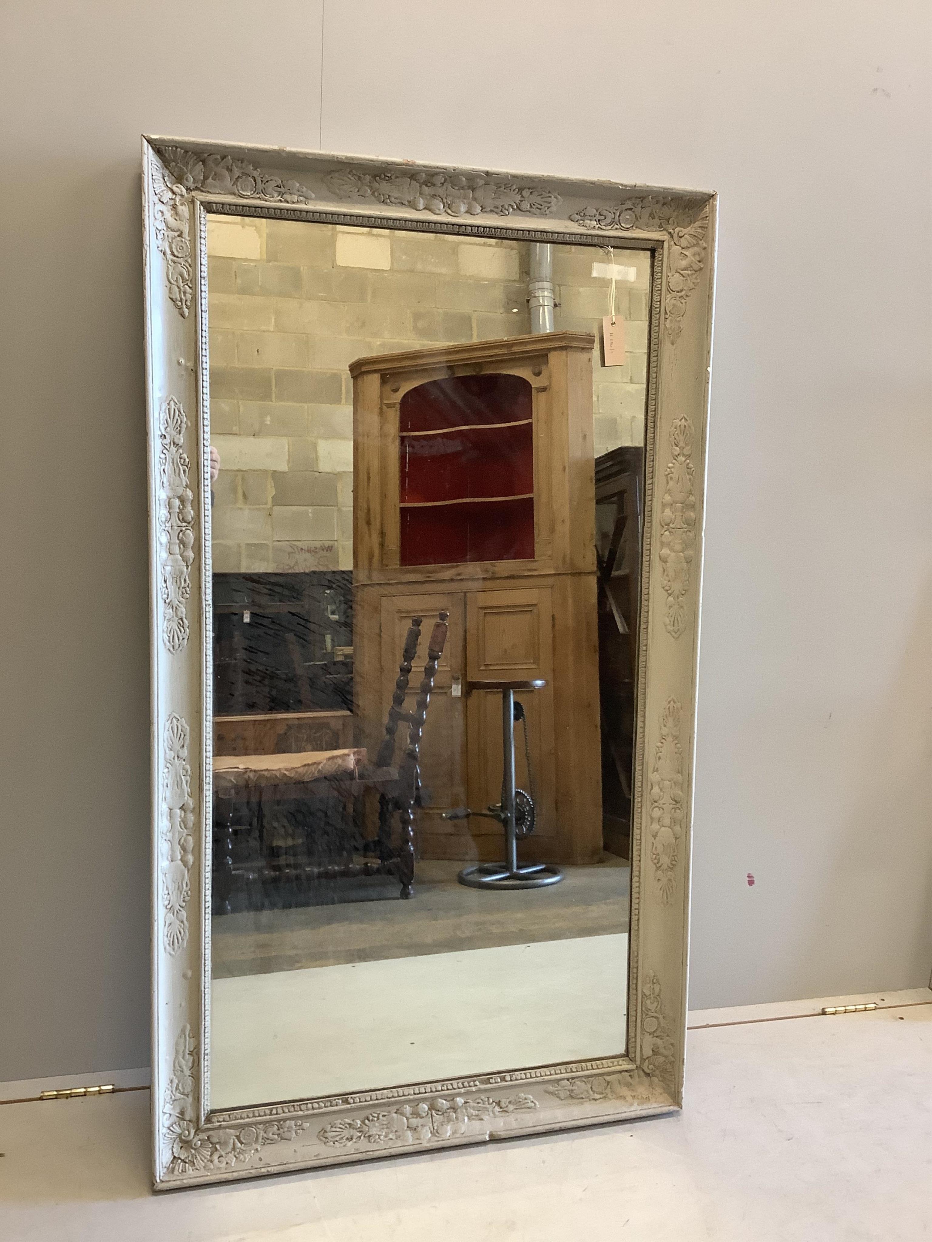 A Louis XV style painted wall mirror, width 80cm, height 141cm. Condition - fair